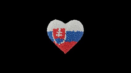 Slovakia National Day. January 1. Independence Day. Heart shape made out of shiny sphere on black background. 3D rendering.