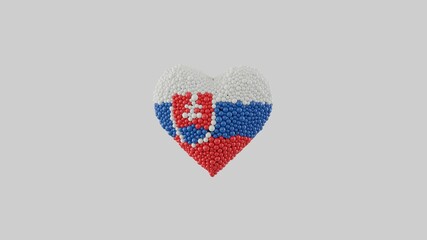 Slovakia National Day. January 1. Independence Day. Heart shape made out of shiny sphere on white background. 3D rendering.