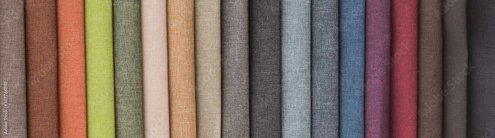 Sticker samples of different colored fabrics