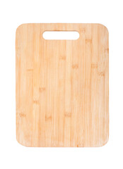 New rectangular wooden bamboo cutting board isolated on white background