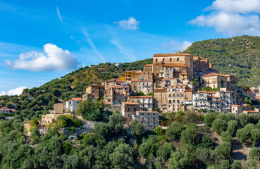 Fototapeta na wymiar Pisciotta village, from Cilento Coast, Italy