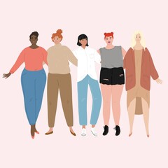 Obraz premium Diverse international and interracial group of standing women.