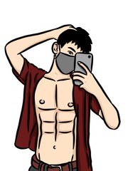 cartoon cute man on white background