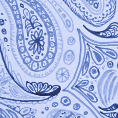 Space Ethnic Floral Pattern. Indigo Moroccan 