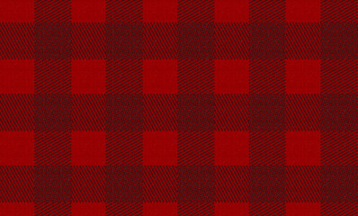 Chequered background pattern with fabric structure in red color - lumberjack checkered.