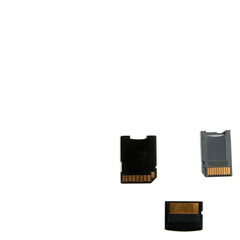 Adapters for micro SD memory cards, electronics, isolated on a white background, copy space,