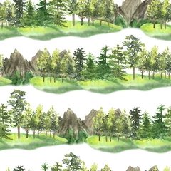 Stickers pour porte Forêt Arbres et montagnes