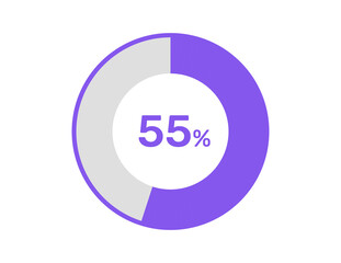 55% circle percentage diagrams, 55 Percentage ready to use for web design, infographic or business 