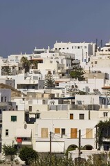 White buildings overview in Naxos, Greece