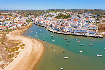 Naklejka na ściany i meble Aerial from the village Ferragudo in the Algarve Portugal