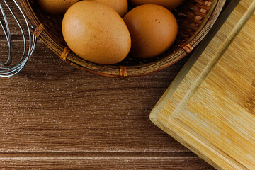 Flat lay of kitchen tools for bakery