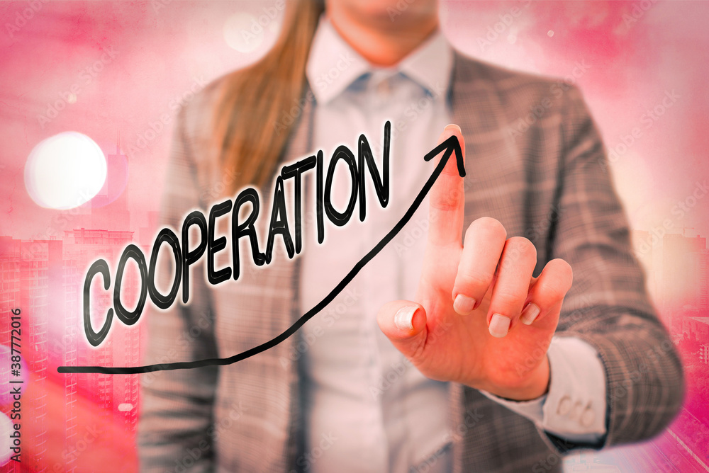 Aufkleber text sign showing cooperation. business photo text actions of someone who is being helpful by doing 
