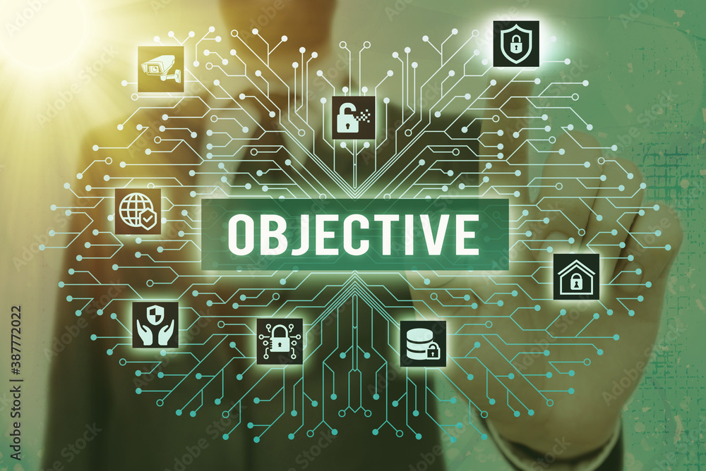 Poster writing note showing objective. business concept for expressing or dealing with facts or conditions 