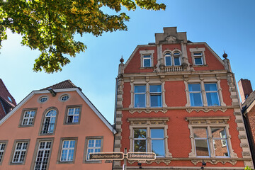 Historische Bürgerhäuser an der Hörsterstraße in Münster, Nordrhein-Westfalen