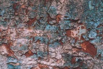 Rusty metal, texture with rust and old paint.