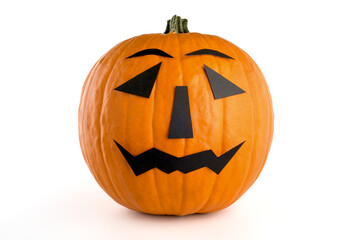 Halloween jack O 'Lantern, orange pumpkin isolated on white background