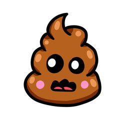 Cartoon Stylized Scared Poop Emoticon