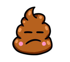 Cartoon Stylized Annoyed Poop Emoticon