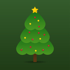 Green christmas tree for celebration xmas and new year illustration. Icons collection