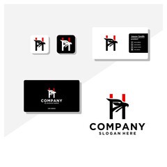 letter h eagle head logo and business card vector