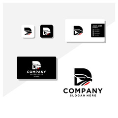 letter d eagle head logo and business card vector