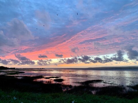 Sunset in Penclawdd, Wales
