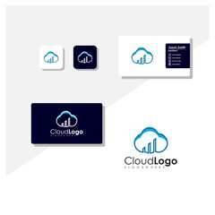 cloud financial logo with business card vector