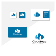 cloud financial logo with business card vector template