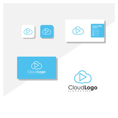 Fototapeta premium cloud technology logo with business card vector