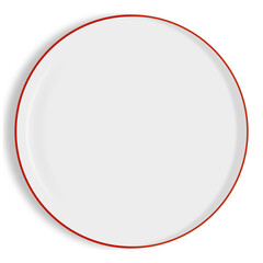 white plate with red border vector illustration