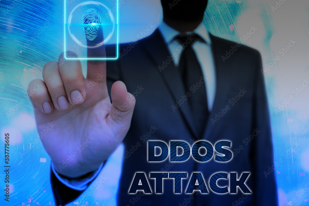 Poster conceptual hand writing showing ddos attack. concept meaning perpetrator seeks to make network resou