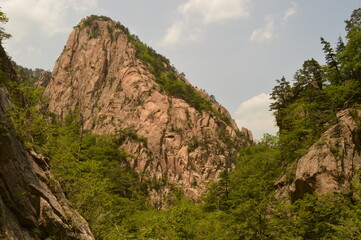 Hiking and climbing in the stunning Seoraksan Mountain Range in South Korea, Asia