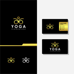 yoga people logo and business card vector