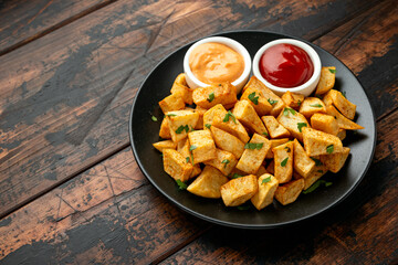 Patatas bravas traditional Spanish potatoes snack tapas
