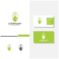 Horse leaf logo and business card vector