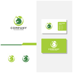 Horse leaf logo and business card vector