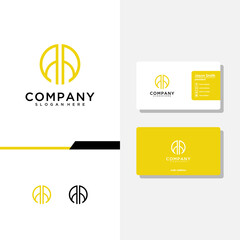letter aa logo design and business card vector template