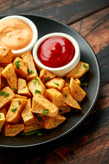 Patatas bravas traditional Spanish potatoes snack tapas