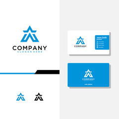 letter aw logo design and business card vector template