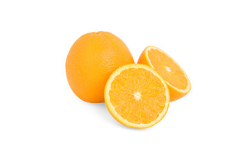 Orange and Orange slice isolate on white with work path