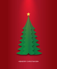 Christmas tree on red background for celebration xmas and new year illustration