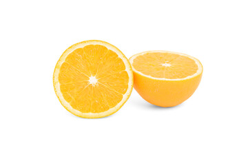 Orange and Orange slice isolate on white with work path