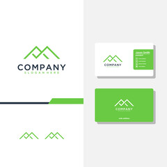 letter am logo design and business card vector template