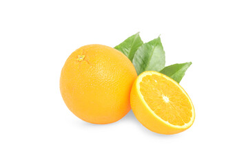 Orange and Orange slice isolate on white with work path