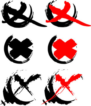 Vektor Kreuz  icon- Chinesische Tuschemalerei  rot und schwarz