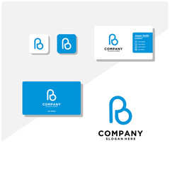 letter pb logo design and business card vector