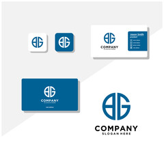 letter bg logo design and business card vector