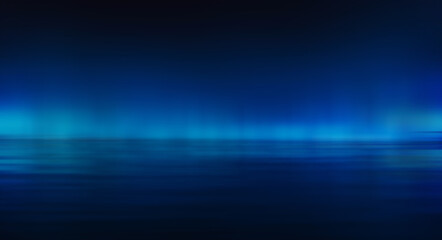 Obraz na płótnie Canvas Modern minimalistic, futuristic studio background. Dark background with lines and spotlights, neon light, night view. Abstract blue background. Empty stage.