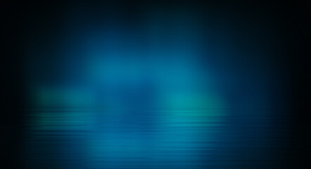 Modern minimalistic, futuristic studio background. Dark background with lines and spotlights, neon light, night view. Abstract blue background. Empty stage.