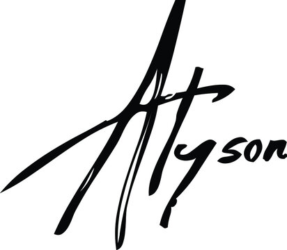 Alyson-Female Name Modern Brush Calligraphy Cursive Text on White Background